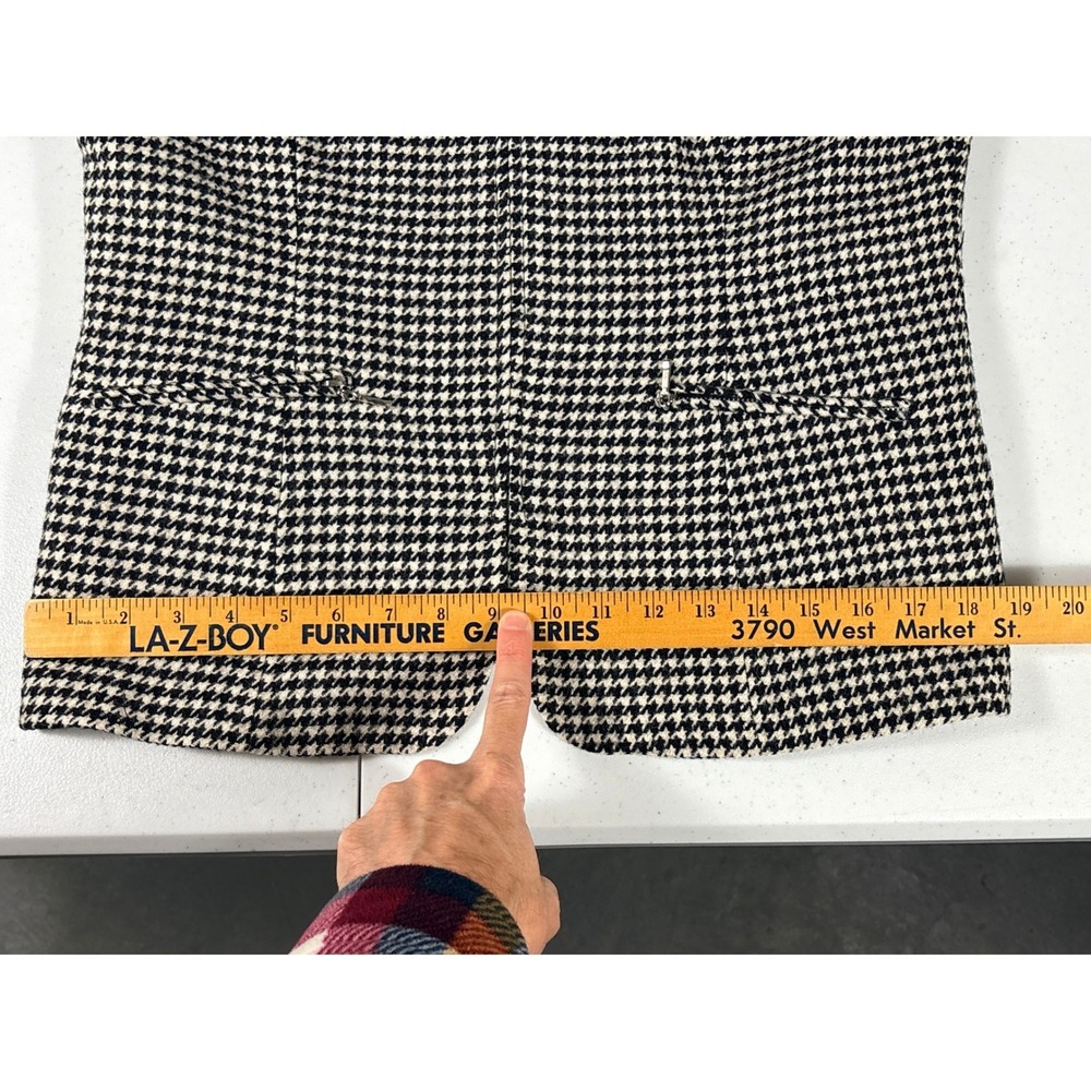 Lauren Ralph Lauren Womens 12 Houndstooth Worsted Wool Tweed Zip Blazer Vintage - Picture 9 of 12